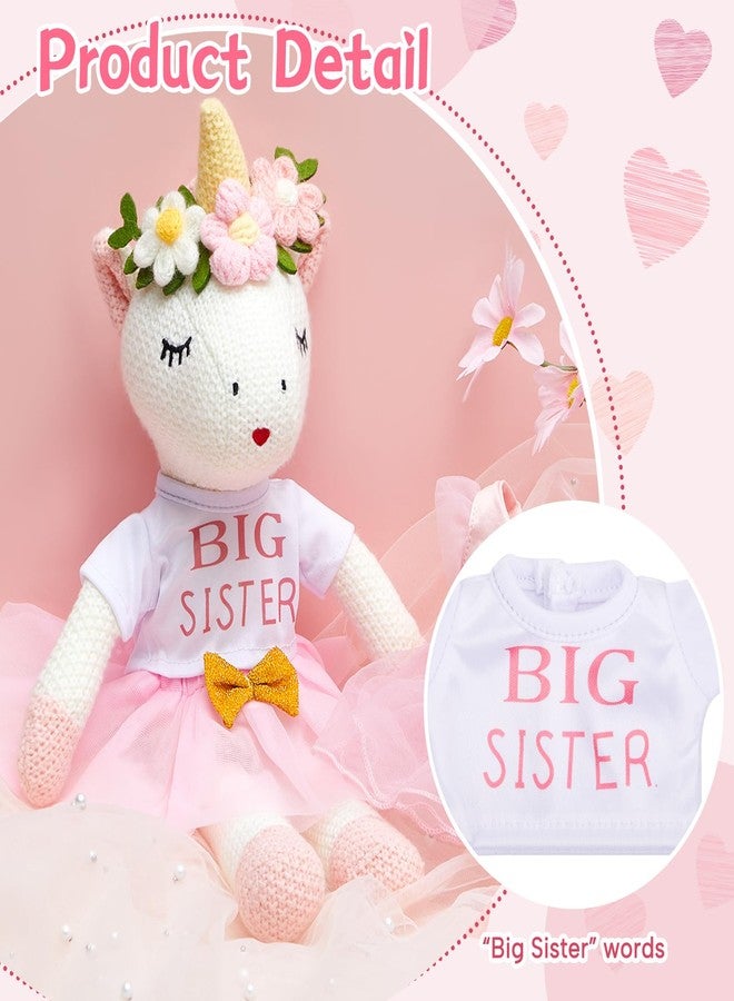 Blueweenly Big Sister Gift for Girls 11.8 Inches Unicorn Stuffed Animal Plush Doll with Pink Tutu Skirt and White Message Big Sister Shirt, Gifts for Girls Toddler - Image 3
